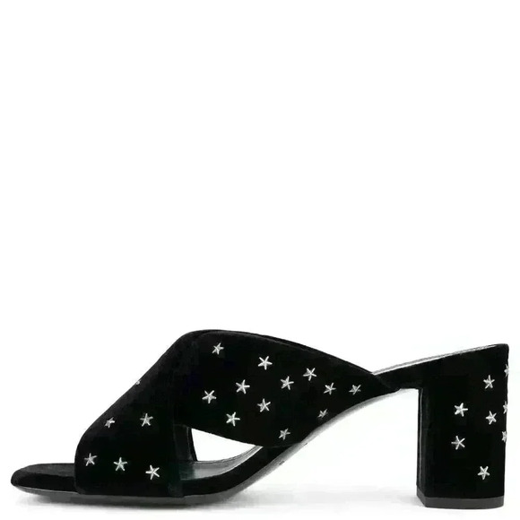 SAINT LAURENT  Lou Lou Star Stud Velvet Mules - Picture 7 of 14